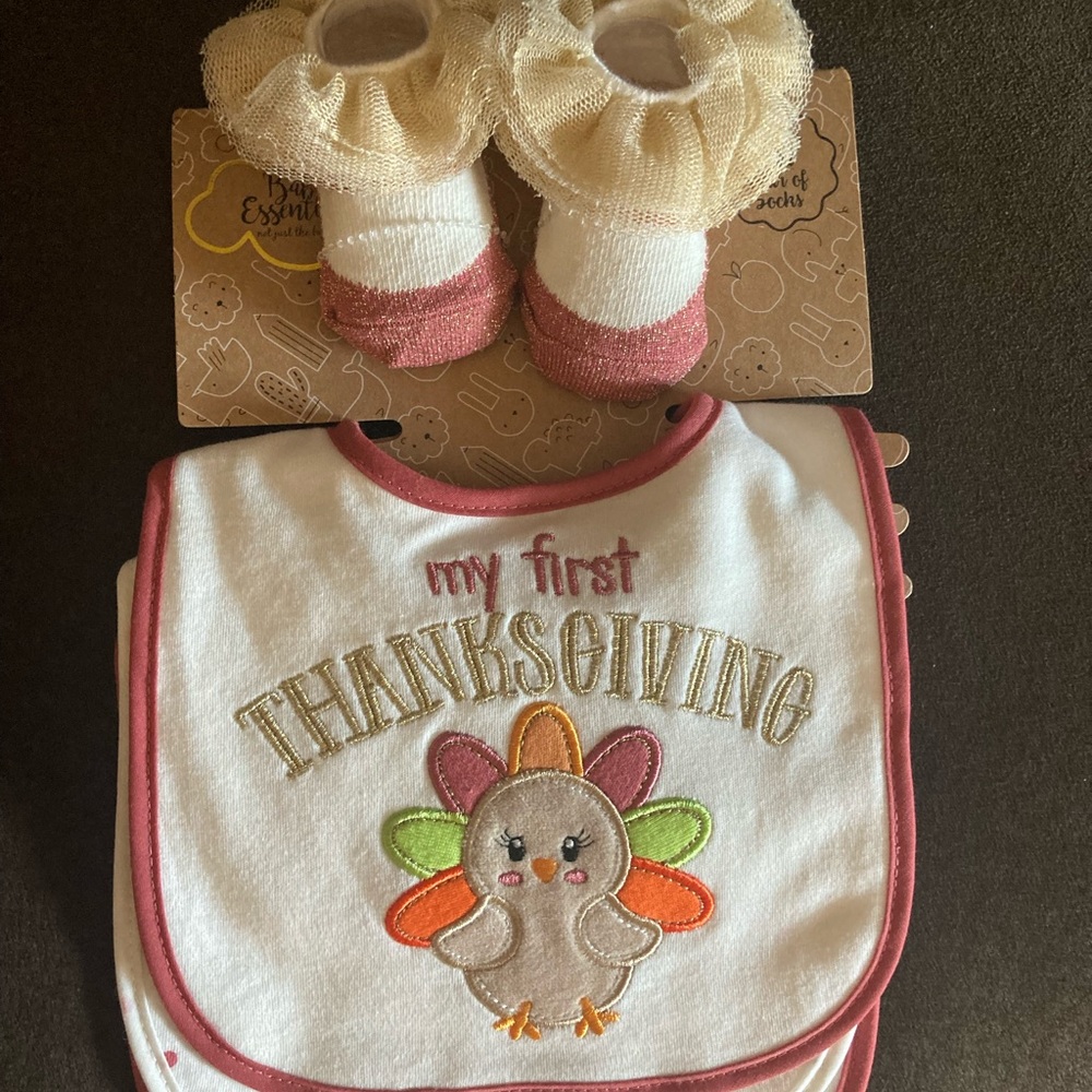 My First Thanksgiving Bib and Slipper Set